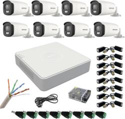 Hikvision Kit de supraveghere cu 8 camere 5 MP, ColorVu, Color noaptea 40m, DVR cu 8 canale 8MP, accesorii (37434-)
