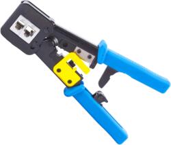 Cleste sertizare Pass Through pentru sertizat cablu retea si telefonie UTP / FTP cu mufe RJ45 / 8P8C si RJ12 / 6P6C, taiat/ dezizolat cabluri (PZHT268R)