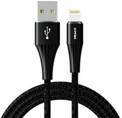 Vipfan USB Lightning kábel Vipfan A01, 3A, 1, 2m, fonott (fekete) (CB-A1LT-black) - smartgo