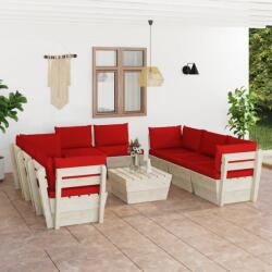 vidaXL Set mobilier grădină paleți, 9 piese, cu perne, lemn de molid (3063654) - maryon