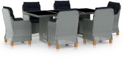 vidaXL Set mobilier de exterior cu perne, 7 piese, gri deschis, poliratan (3060173) - maryon