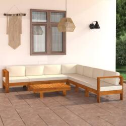 vidaXL Set mobilier grădină perne alb crem, 8 piese, lemn masiv acacia (3057940) - maryon