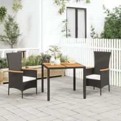 vidaXL Set mobilier de grădină cu perne, 3 piese, negru, poliratan (3157528) - maryon