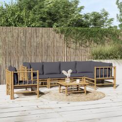 vidaXL Set mobilier de grădină cu perne gri închis, 7 piese, bambus (3155237) - maryon