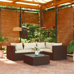 vidaXL Set mobilier de grădină cu perne, 5 piese, maro, poliratan (3101682) - maryon