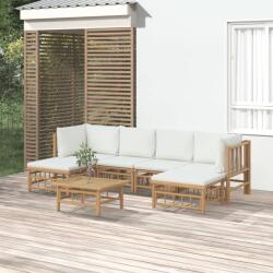vidaXL Set mobilier de grădină cu perne alb crem, 7 piese, bambus (3155197) - maryon
