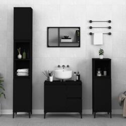 vidaXL Set dulapuri de baie, 3 piese, negru, lemn prelucrat (3185544)