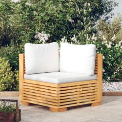 vidaXL Canapea de colț de grădină cu perne crem, lemn masiv de tec (319157) - maryon