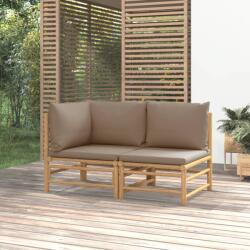 vidaXL Set mobilier de grădină cu perne gri taupe, 2 piese, bambus (362284) - maryon