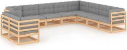 vidaXL Set mobilier de grădină cu perne, 10 piese, lemn masiv de pin (3076974) - maryon