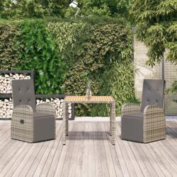 vidaXL Set mobilier de grădină cu perne, 3 piese, gri, poliratan (3157591) - maryon