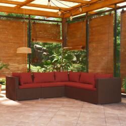 vidaXL Set mobilier de grădină cu perne, 5 piese, maro, poliratan (3101699) - maryon