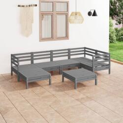 vidaXL Set mobilier de grădină, 7 piese, gri, lemn masiv de pin (3082961) - maryon