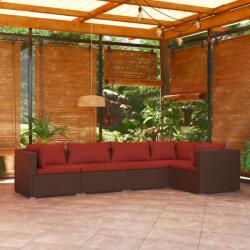 vidaXL Set mobilier de grădină cu perne, 5 piese, maro, poliratan (3101691) - maryon