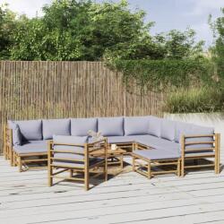 vidaXL Set mobilier de grădină cu perne gri deschis, 12 piese, bambus (3155098) - maryon