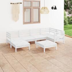 vidaXL Set mobilier de grădină, 7 piese, alb, lemn masiv de pin (3082960) - maryon