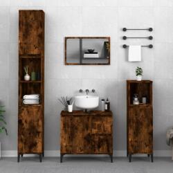 vidaXL Set dulapuri de baie, 3 piese, stejar afumat, lemn prelucrat (3185548) - maryon