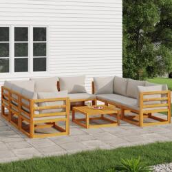 vidaXL Set mobilier grădină cu perne gri deschis, 9 piese, lemn pin (3155287) - maryon