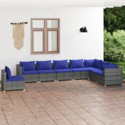 vidaXL Set mobilier de grădină cu perne, 8 piese, gri, poliratan (3102374) - maryon
