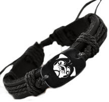  Mopsz kutyás unisex bőr karkötő