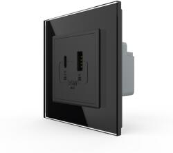 LIVOLO Priza USB-A + USB-C cu Rama Din Sticla LIVOLO - Serie Noua - culoare negru