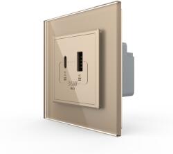 LIVOLO Priza USB-A + USB-C cu Rama Din Sticla LIVOLO - Serie Noua - culoare auriu