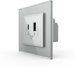 LIVOLO Priza USB-A + USB-C cu Rama Din Sticla LIVOLO - Serie Noua - culoare gri