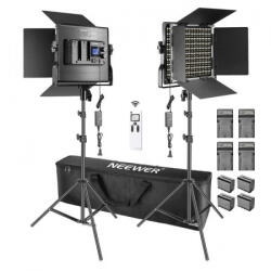 Neewer Kit de 2 panouri Neewer Bi Color 480 LED, trepiezi 200 cm, 4 baterii si 4 incarcatori, telecomanda, geanta transport