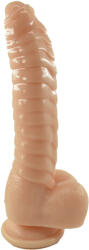 Guilty Toys Dildo Extra Ribs cu Ventuza, PVC, Natural, 22 cm, Guilty Toys Dildo