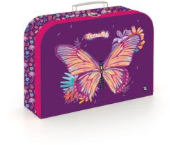 Karton PP - Bőrönd laminált 34 cm Butterfly, lila