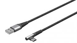 Goobay Cablu USB-A 2.0 la USB type C unghi 90 grade 60W T-T 2m, Goobay G64657 (G64657)