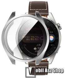 Huawei Watch 3 Pro 48mm, Okosóra szilikon védőtok, előlapvédős, Galvanizált Ezüst