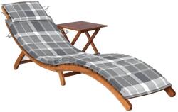 vidaXL Șezlong de grădină cu masă și pernă, lemn masiv de acacia (3061601) - maryon
