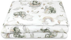 Qmini - lenjerie junior cu 2 piese, din bumbac certificat oeko tex standard 100, 140 x 200 cm, elephants on rainbow Lenjerii de pat bebelusi‎, patura bebelusi