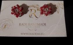 Radi handmade Елегантни обици с червени и бяло сребристи кристали (366Рћ)