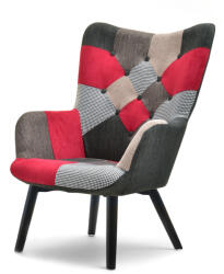 VOX bútor NURIA steppelt skandináv fotel patchwork 3-fekete