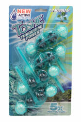  Toshe Turquoise Power Caribbean illatú türkizkék vízszínező WC-frissítő golyók - 4x55 g