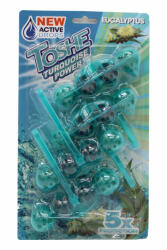  Toshe Turquoise Power Eucalyptus eukaliptusz illatú türkizkék vízszínező WC-frissítő golyók - 4x55 g