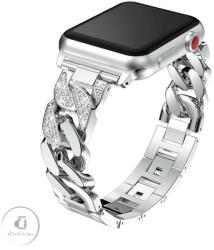 Luxury Apple Watch szíj 42/ 44/ 45/ 49 mm Luxury V3 fém - ezüst (OS-0407)
