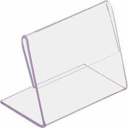 Display plastic pentru prezentare forma L, 80x55 mm, rezistent la soc, transparent