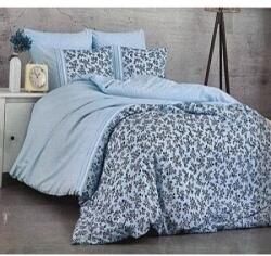  Lenjerie de pat, Patru Anotimpuri Flori, pentru 2 persoane, bumbac, 4 piese, 200x220, alb/bleu/albastru Lenjerie de pat