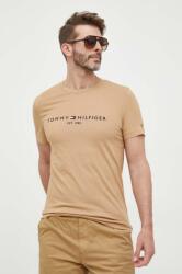Tommy Hilfiger pamut póló bézs, férfi, nyomott mintás - bézs S - answear - 15 990 Ft
