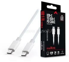 MaxLife TF-0180 60W USB Type-C apa-apa adat- és töltőkábel 2 m (fehér) (TF-0180) (TF-0180)