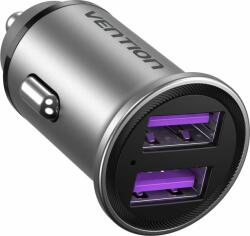 Vention Two-Port USB A+A (30 W/30 W) Car Charger Gray Mini Style Aluminium Alloy Type (FFEH0)