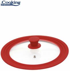 Heinner Capac sticla cu margine din silicon ajustabila pe 3 dimensiuni, 28 / 30 / 32 cm, Rosu, Cooking by Heinner (HR-AER-28D32R)