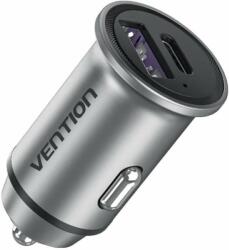 Vention Two-Port USB A+C (30 W/30 W) Car Charger Gray Mini Style Aluminium Alloy Type (FFFH0)