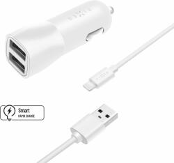 FIXED Smart Rapid Charge 15 W 2x USB kimenettel és USB/Lightning kábellel MFI tanúsítvány, fehér (FIXCC15-2UL-WH)