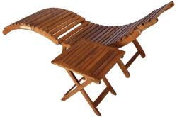 vidaXL Șezlong de grădină cu masă și pernă, lemn masiv de acacia (3061591)
