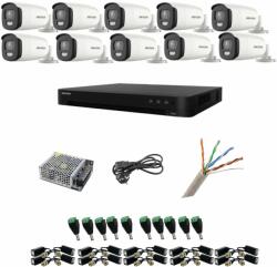 Hikvision Sistem supraveghere Hikvision 10 camere 5MP ColorVu, Color noaptea 40m, DVR cu 16 canale 8MP, accesorii incluse (37445-)