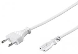  Cablu alimentare Euro la IEC C7 (casetofon) 2 pini 2m Alb, KPSPM2W (KPSPM2W)